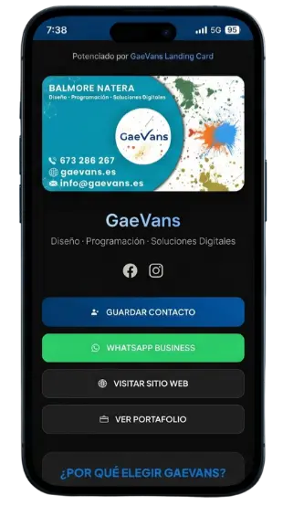 Prototipo de tarjeta virtual interactiva GaeVans